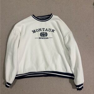 Altar'd State White and Black Crew Neck Sweater